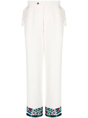 BODE embroidered-hem detail trousers - Neutrals