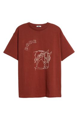 Bode Embroidered Pony Cotton T-Shirt in Brown