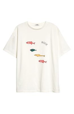 Bode Fish Appliqué Cotton T-Shirt in Cream
