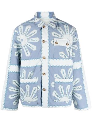 BODE floral-appliqué workwear shirt jacket - Blue