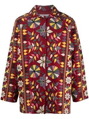 BODE floral-embroidered button-up coat
