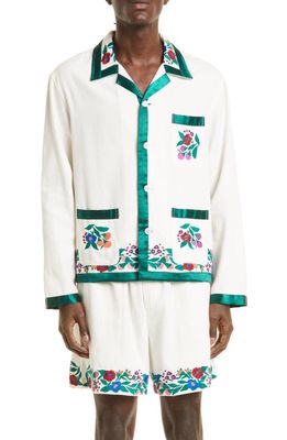 Bode Floral Embroidered Cotton Overshirt in Ecmlt
