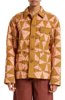 Bode Kaleidoscope Quilted Jacket in Khaki Peach