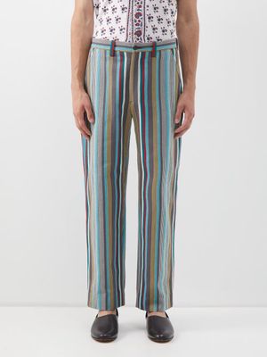 Bode - Kolkata Striped Cotton Trousers - Mens - Multi