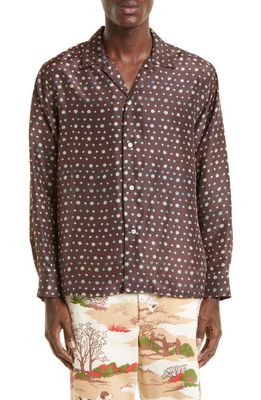 Bode Lobelia Silk Button-Up Shirt in Brown Multi