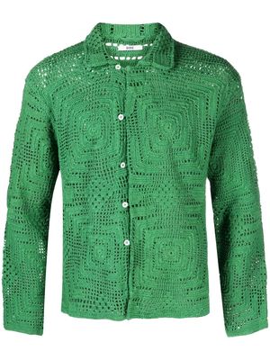BODE long-sleeved crochet-knit shirt - Green