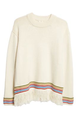 Bode Merino Wool Fringe Sweater in Cream