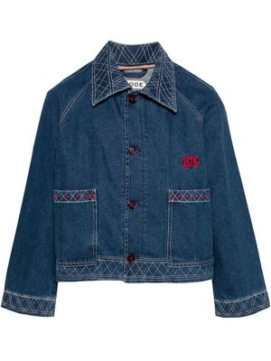 BODE motif-embroidered denim jacket - Blue