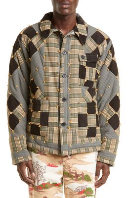 Bode Nine Square Patchwork Quilted Cotton Jacket in Multi