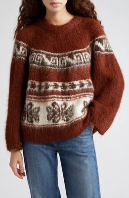 Bode Nobska Jacquard Alpaca Blend Sweater in Brown
