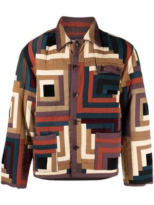 BODE patchwork cotton shirt jacket - Brown