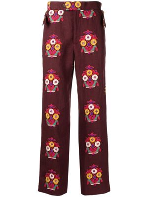 BODE patterned tailored linen trousers