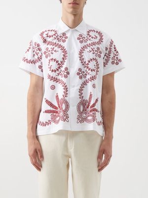 Bode - Pilea Embroidered Cotton Shirt - Mens - White