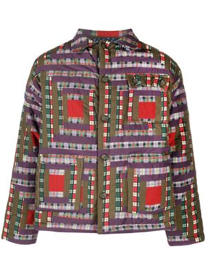 BODE plaid-print quilted jacket - Purple