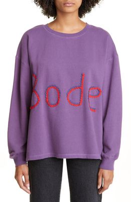 Bode Rickrack Namesake Long Sleeve Cotton Logo T-Shirt in Purple
