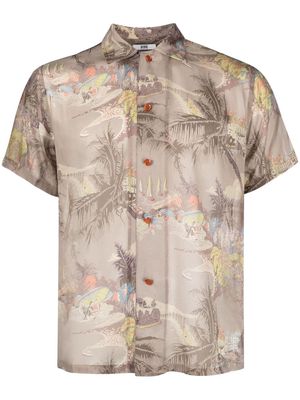 BODE Riviera-print silk short-sleeve shirt - Grey