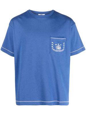 BODE sailboat cross-stitched T-shirt - Blue