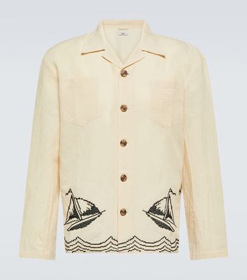 Bode Sailing embroidered linen and cotton overshirt