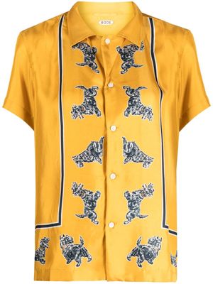 BODE Scottie-print silk shirt - Yellow