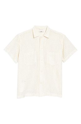 Bode Sheer Brick Lace Short Sleeve Shirt in Natural