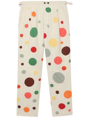 BODE spot-print linen trousers - Neutrals