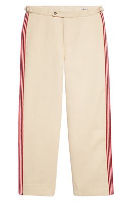 Bode Stria Beaded Cotton Pants in Red Cream