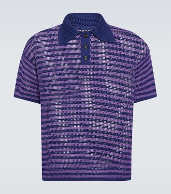 Bode Striped crochet cotton polo shirt