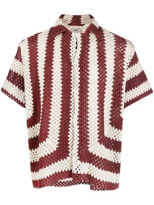 BODE striped crochet-knit shirt - White