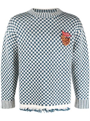 BODE Talsi checkerboard-pattern sweater - Blue