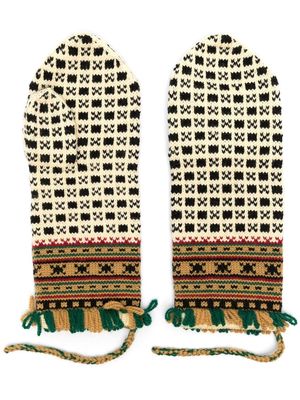 BODE talsi pattern knitted mittens - Neutrals