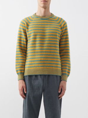 Bode - Turmeric Striped Merino Sweater - Mens - Yellow