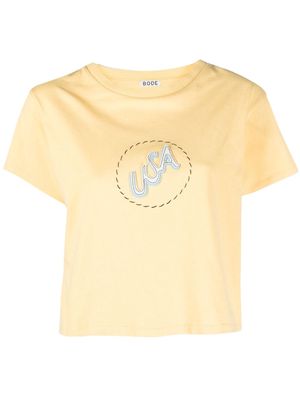 BODE USA-appliqué cotton cropped T-shirt - Yellow