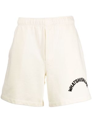 BODE Whatshisname logo-print cotton track shorts - Neutrals