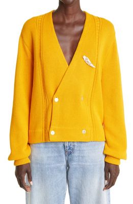 Bode Women's Double Breasted Cotton Cardigan in Marigold