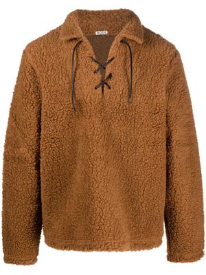 BODE wool-blend lace-up sweatshirt - Brown
