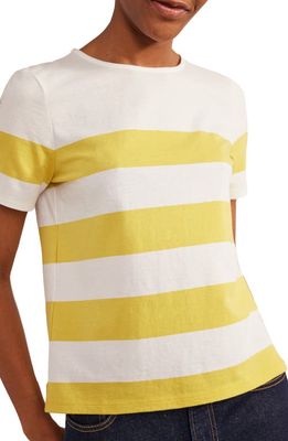 Boden Breton Stripe Cotton T-Shirt in Sweet Honeycomb Ivory Stripe