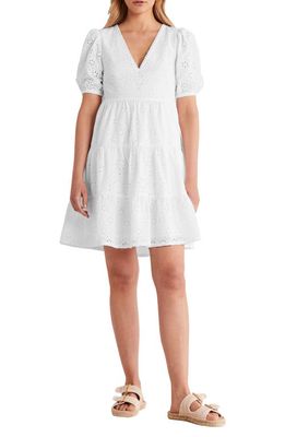 Boden Broderie Cutout Tiered Dress in White
