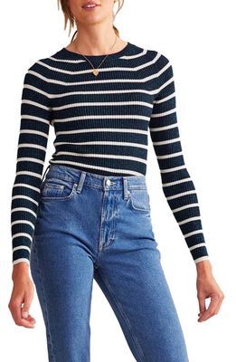 Boden Effie Sparkle Stripe Sweater in Navy Ivory Stripe