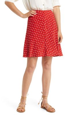 Boden Floral Bias Cut Crepe Skirt in Poinsettia Sweet Daisy