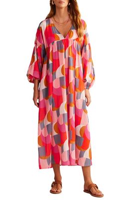 Boden Floral Empire Waist Long Sleeve Maxi Dress in Festival Pink