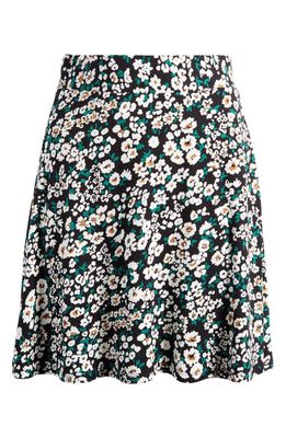 Boden Floral Fit & Flare Wrap Miniskirt in Black Heart Bloom