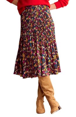 Boden Floral Print Pleated Midi Skirt in Multi Botanic Dawn