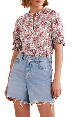 Boden Floral Short Sleeve Top in Red Multi Vine Terrace
