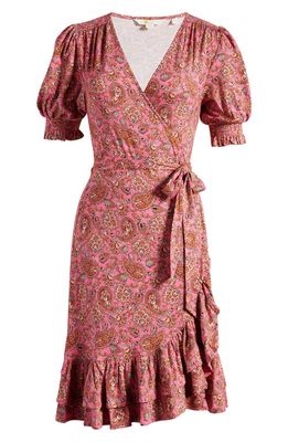 Boden Holiday Ruffle Wrap Dress in Carmine Rose Paisley Terrace