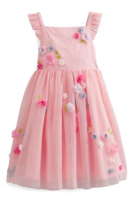 Boden Kids' Floral Appliqué Tulle Dress in Provence Dusty Pink
