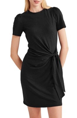 Boden Knotted Cotton Blend Jersey Dress in Black