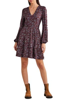 Boden Long Sleeve Tiered Jersey Minidress in Spiced Apple
