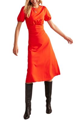 Boden Nancy Puff Sleeve A-Line Dress in Fiesta Orange