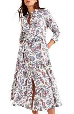 Boden Paisley Tiered Shirtdress in Nightshadow Blue