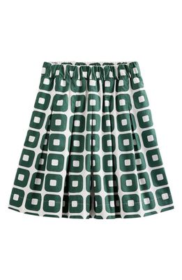 Boden Pleated Cotton Skirt in Trekking Green Cube